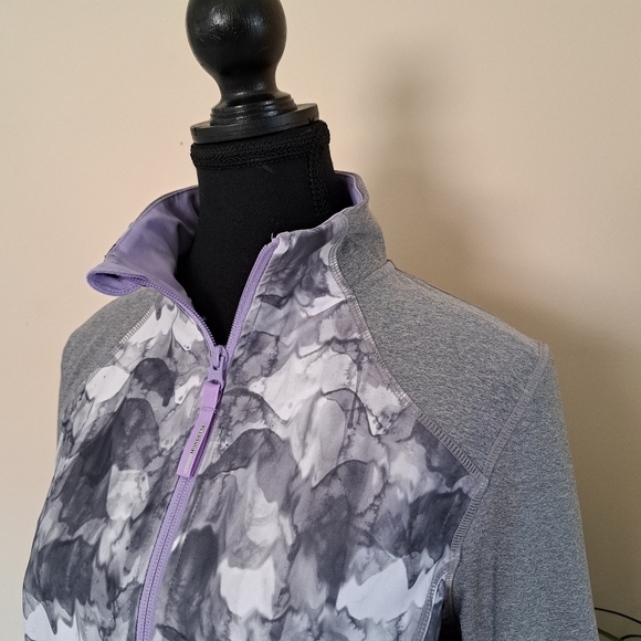 Mondetta Active Jacket Full Zip Stretch Performance Top Medium Grey Purple - Picture 6 of 13